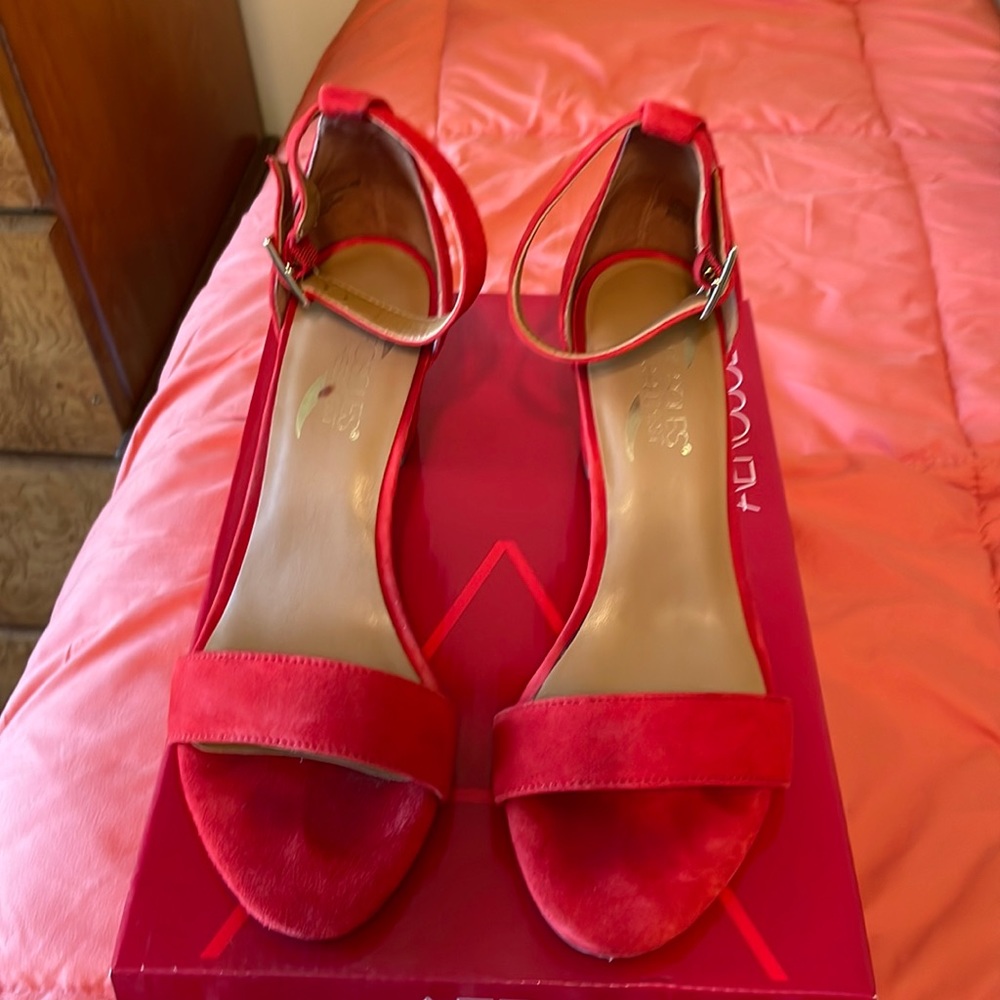 Aerosoles red suede sandals  size 7 1/2.  3 inch heel.